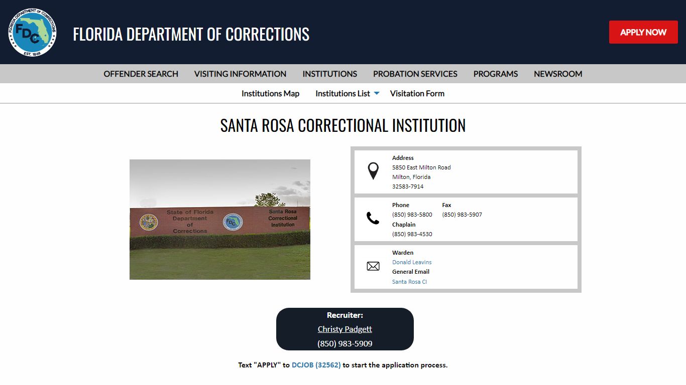 Santa Rosa Correctional Institution - Florida Department of Corrections